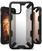 iPhone 11 Pro Max Case | Fusion-X Matte - Rugged black protective case with a frosted back panel shown from multiple angles.