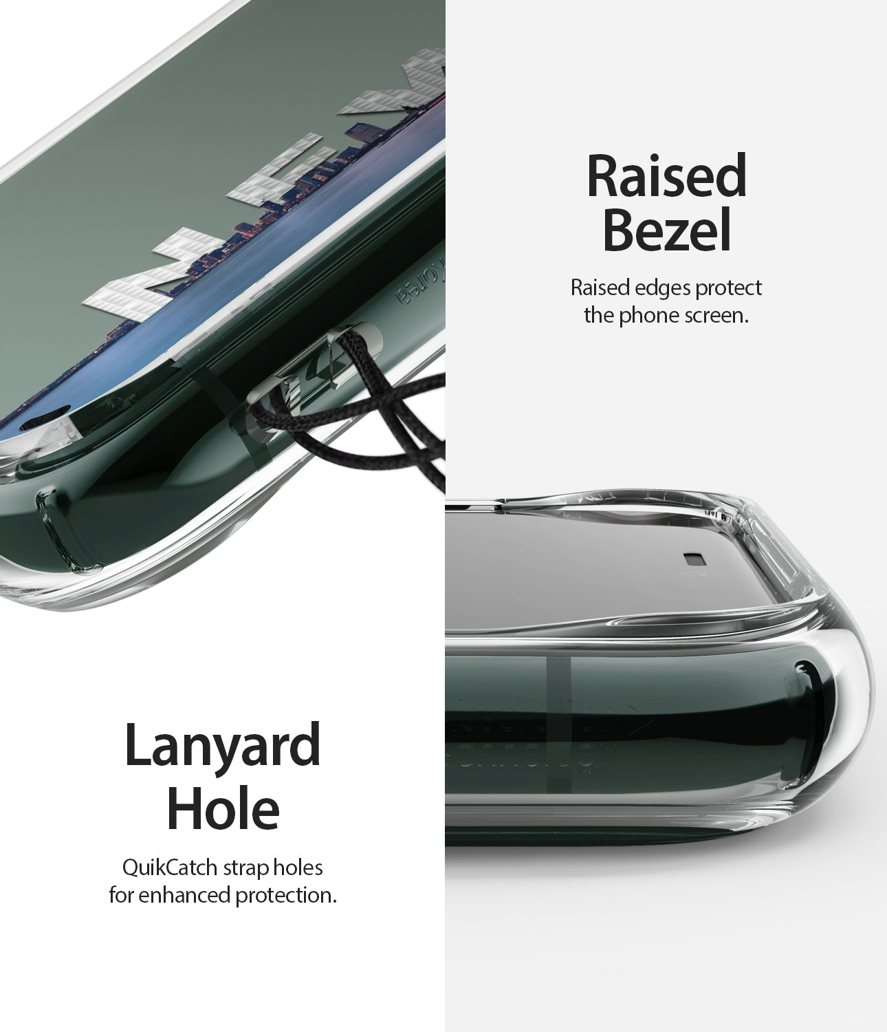 raised bezel, lanyard hole
