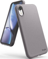 iPhone XR Case | Air-S - Chic Stone gray speckled protective phone case shown from back and front angles.