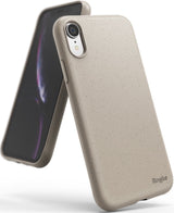 iPhone XR Case | Air-S - Sand-stone speckled iPhone XR case showing the back and side profile against a white background.