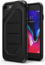 iPhone 8 / 7 Case | Max - Rugged black protective case shown from back and front angles on an iPhone.