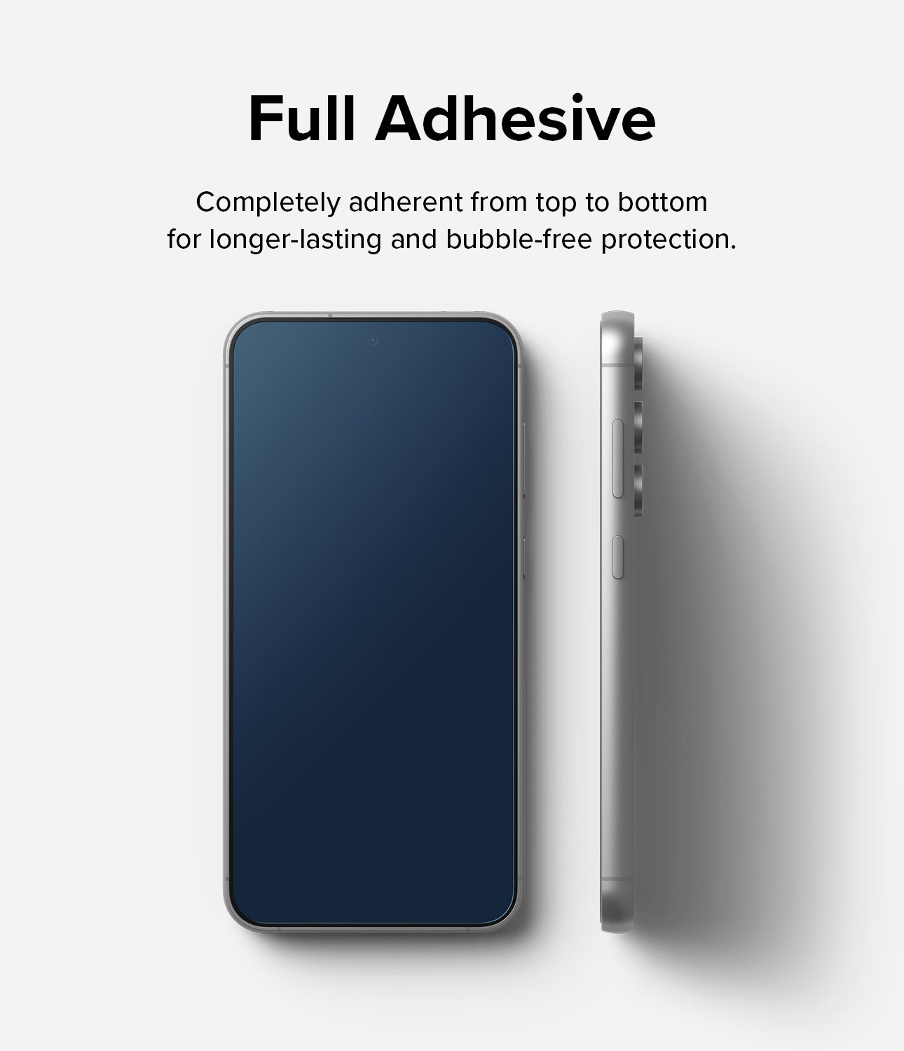 Galaxy S23 FE Screen Protector | Full Cover Glass - 2 Pack - Full Adhesive. Completely adherent from top to bottom for longer-lasting and bubble-free protection.