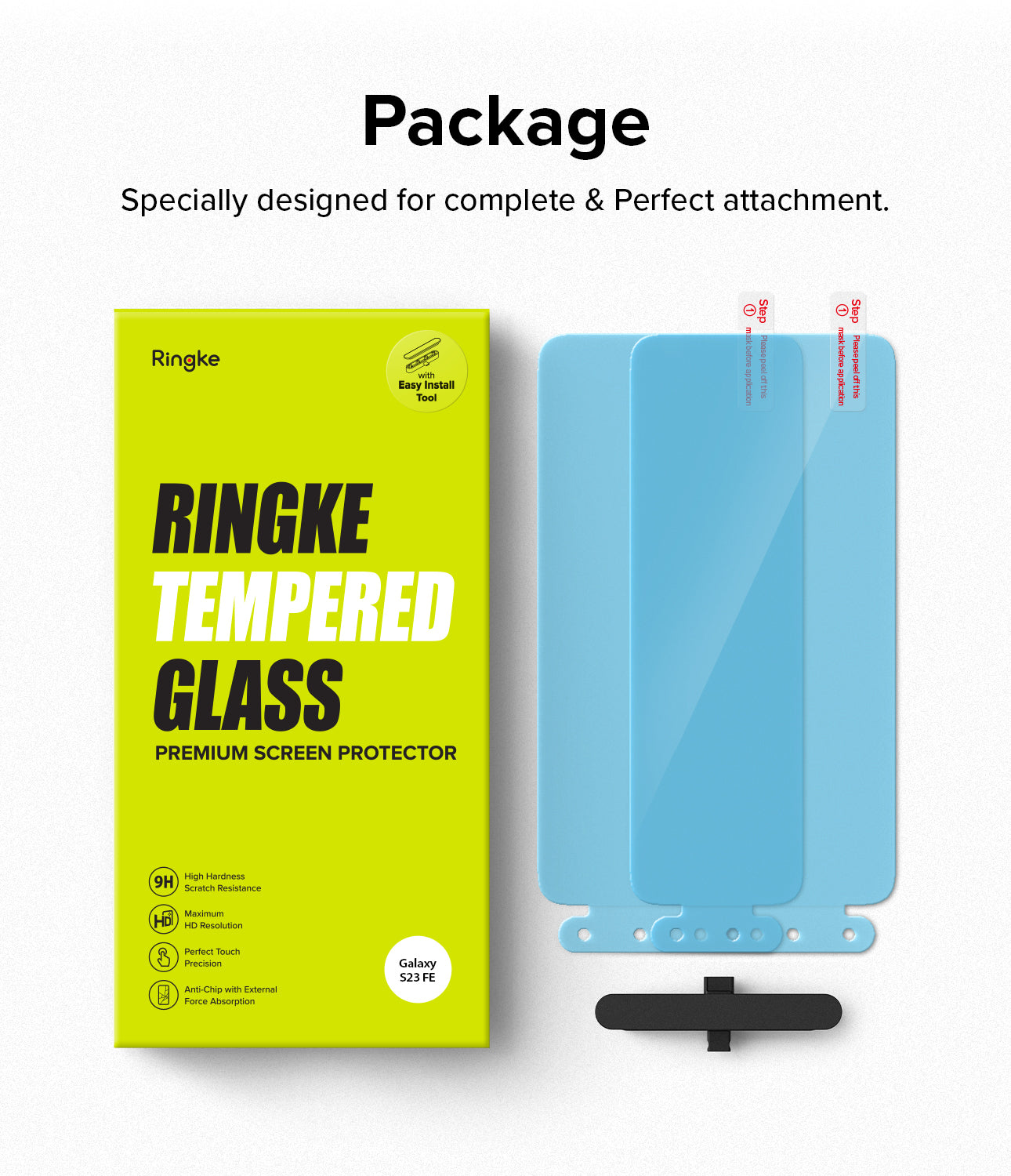 Galaxy S23 FE Screen Protector | Full Cover Glass - 2 Pack - Package.