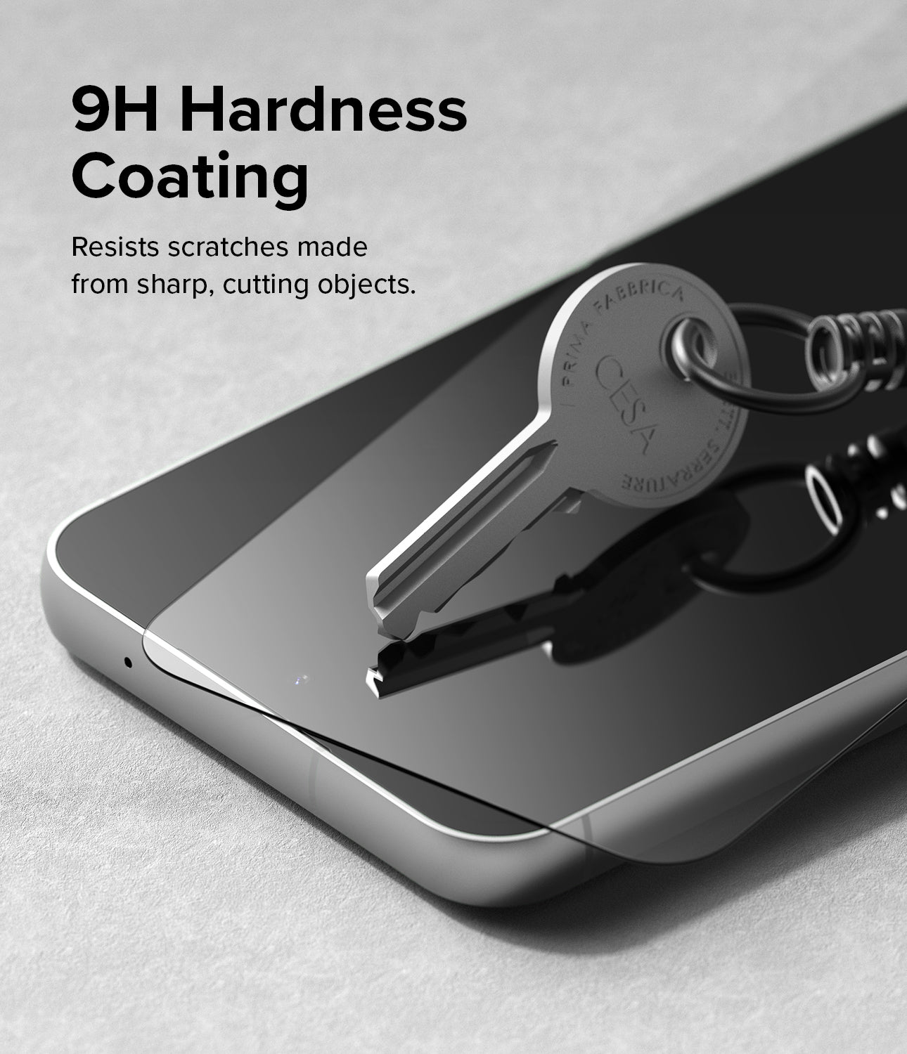 Galaxy S23 FE Screen Protector | Full Cover Glass - 2 Pack - 9H Hardness Coating. Resists scratches made from sharp, cutting objects.