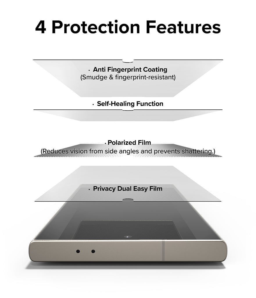 Galaxy S24 Ultra Screen Protector | Privacy Dual Easy Film - 4 Protection Features