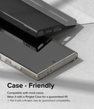 Galaxy S24 Ultra Screen Protector | Easy Slide Tempered Glass - Case-Friendly. Compatible with most cases. Wear it with a Ringke Case for a guaranteed fit.