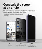 Galaxy S24 Screen Protector | Easy Slide Privacy Tempered Glass - Conceals the screen at an angle. The screen is only visible at a direct angle with reduced visibility from an angle of 28 degrees and more.