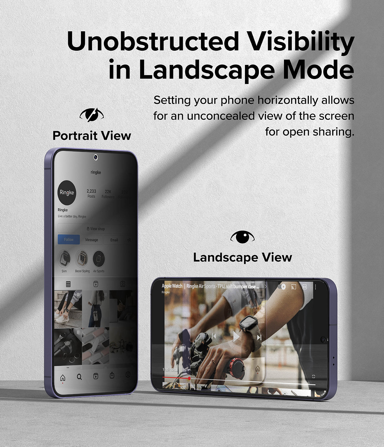 Galaxy S24 Screen Protector | Easy Slide Privacy Tempered Glass - Unobstructed Visibility in Landscape Mode