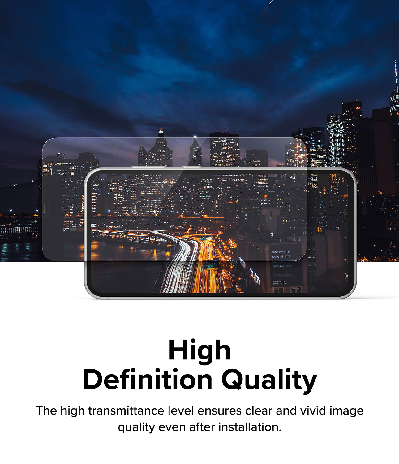 Galaxy S24 Screen Protector | Easy Slide Tempered Glass - High Definition Quality. The high transmittance level ensures clear and vivid image quality even after installation.