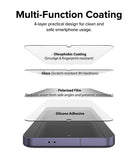 Galaxy S24 Plus Screen Protector | Easy Slide Privacy Tempered Glass - Multi-Function Coating. 4-layer practical design for clean and safe smartphone usage.