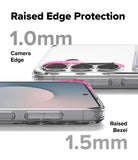 Phone case with raised edge protection features on a white background