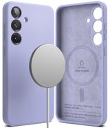 Galaxy S25 Plus Case | Silicone Magnetic - Lavender silicone phone case with magnetic charger and suede interior.