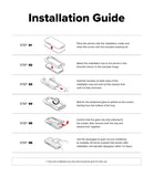 Galaxy S26 FE Screen Protector | Easy Slide Tempered Glass (2P) - An installation guide sheet with six numbered steps showing a smartphone and glass panel being handled, with text instructions on a white background.