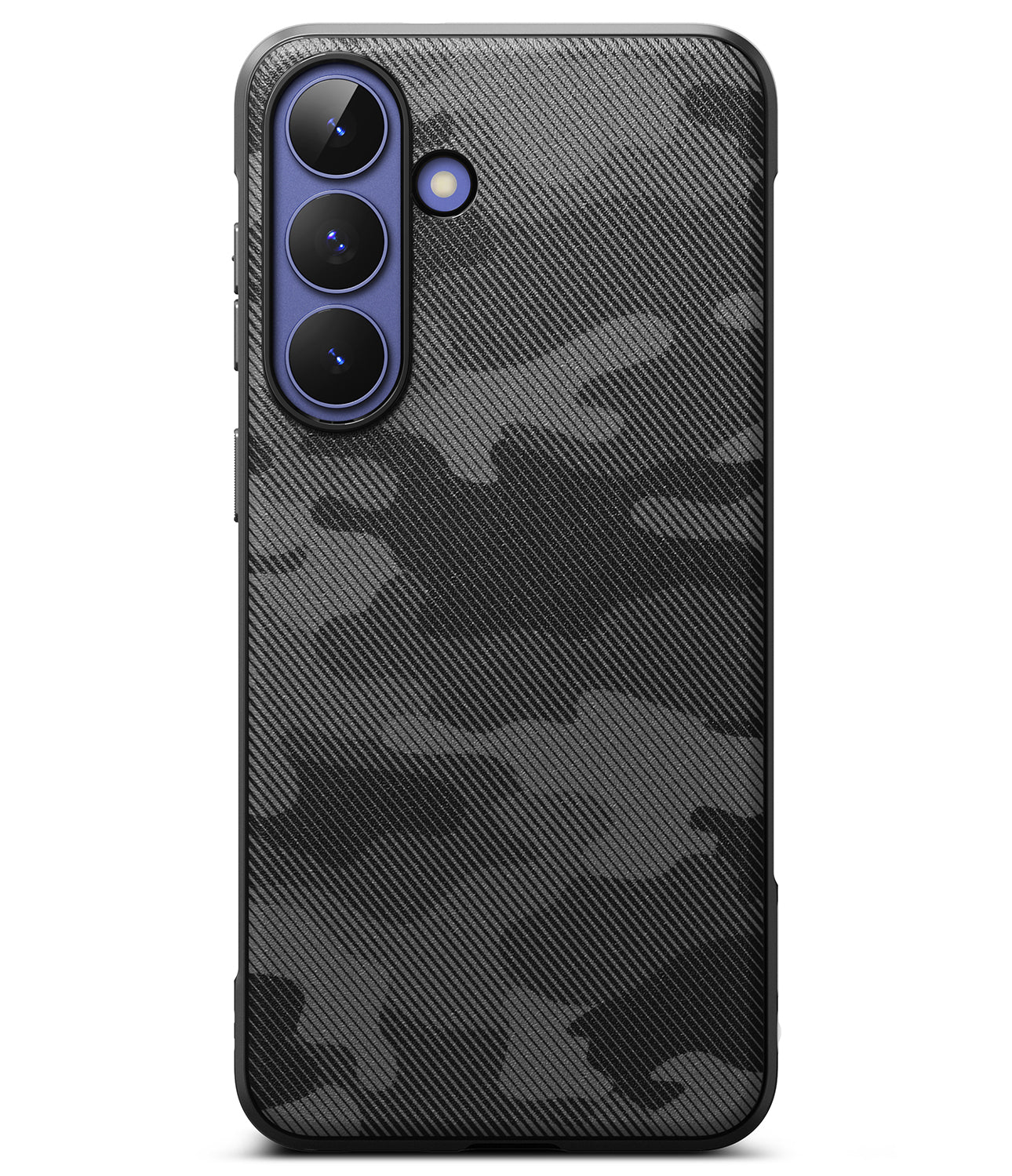 Galaxy S26 FE Case | Onyx - A phone case featuring a dark gray and black carbon fiber texture camouflage pattern, shown on a clean white background.