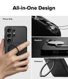 [Bundle] Galaxy S26 Ultra | Alles - Features of a black phone case including a finger grip, strap hole, MagSafe, and kickstand.