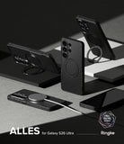 [Bundle] Galaxy S26 Ultra | Alles - Galaxy S26 Ultra | Alles - Black Galaxy S26 Ultra cases with integrated magnetic rings and stands on a geometric display.