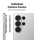 [Bundle] Galaxy S26 Ultra | Alles - Individual camera lens covers being applied to the back of a silver Galaxy S26 Ultra.