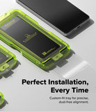 [Bundle] Galaxy S26 Ultra | Alles - Neon green installation tray for Galaxy S26 Ultra screen protector on a white surface.