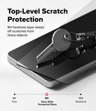[Bundle] Galaxy S26 Ultra | Alles - A metal key resting on a smartphone screen protector, demonstrating 9H hardness scratch resistance.