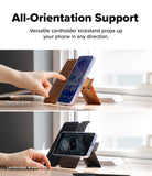 Galaxy S26 Ultra Cover | Folio Stand Wallet Magnetic - Galaxy S26 Ultra Cover - A phone in a folio wallet case propped up in both portrait and landscape modes on a desk.