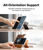 Galaxy S26 Plus Cover | Folio Stand Wallet Magnetic - Galaxy S26 Plus Cover - Phone in a folio wallet case propped up in both portrait and landscape orientations on a desk.
