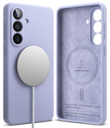 Galaxy S26 Plus Case | Silicone Magnetic - Lavender silicone phone case with magnetic charger and suede-lined interior.