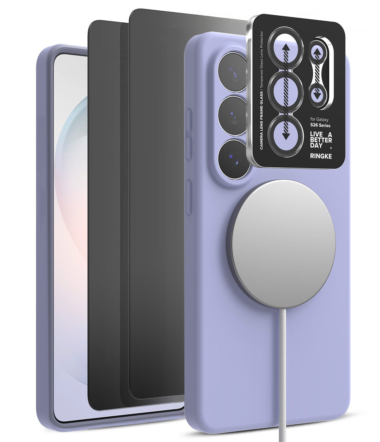 group-Lavender / + Privacy Screen Protector & Camera Lens Frame Glass (2P)