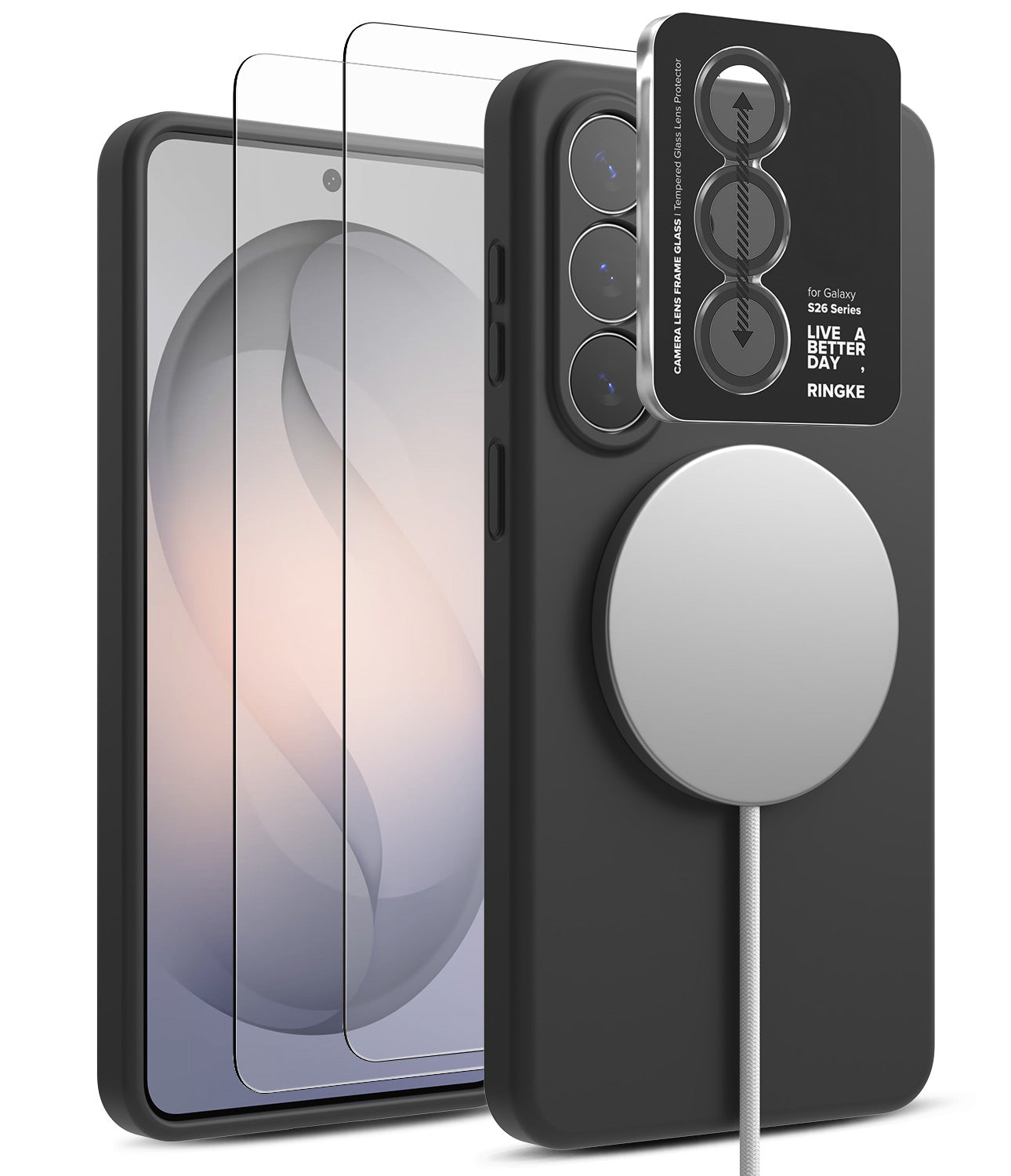 group-Black / + Screen Protector & Camera Lens Frame Glass (2P)