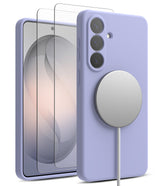 [Bundle] Galaxy S26 | Silicone Magnetic - Lavender silicone case with magnetic charger and two screen protectors.