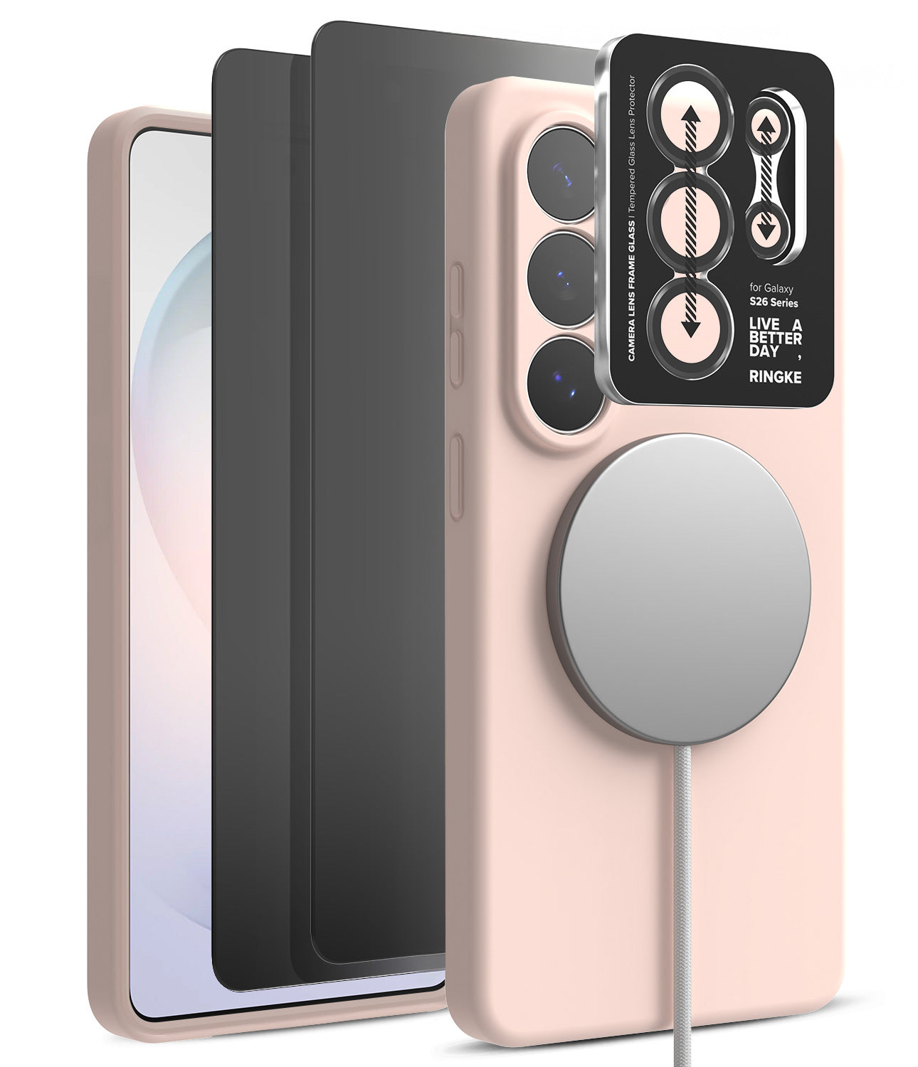 group-Pink Sand / + Privacy Screen Protector & Camera Lens Frame Glass (2P)