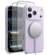 [Bundle] iPhone 17 Pro | Silicone Magnetic - Lavender silicone case with MagSafe charger and screen protector.