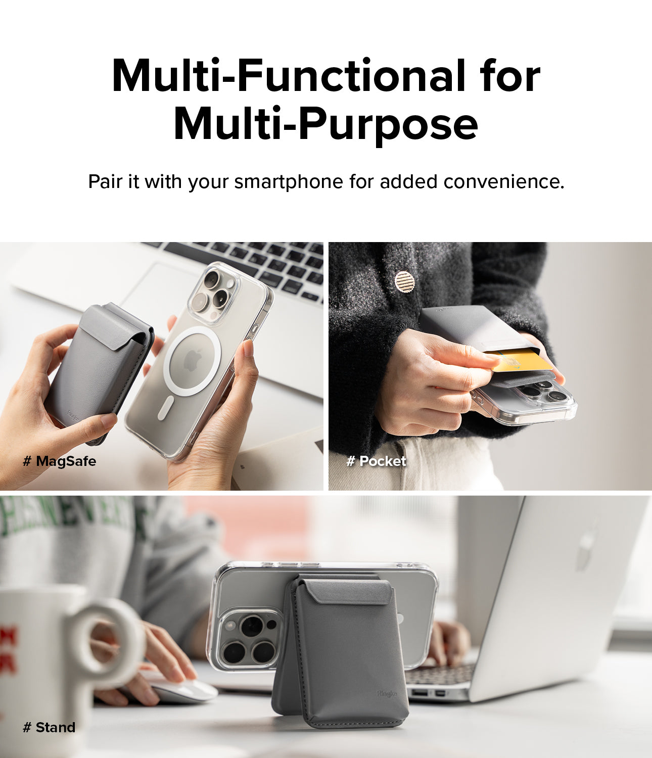 Ringke Stand Pocket Magnetic - Multi-Functional for Multi-Purpose. Pair it with your smartphone for added convenience.