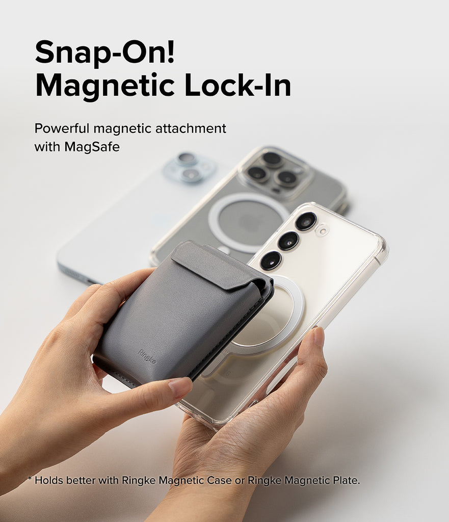Ringke Stand Pocket Magnetic - Snap-On! Magnetic Lock-In. Powerful magnetic attachment with MagSafe.