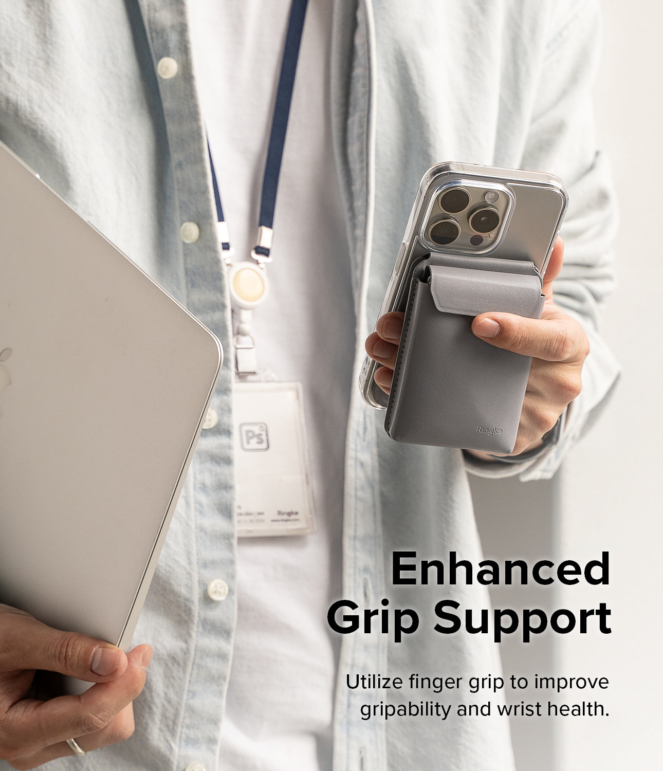 Ringke Stand Pocket Magnetic - Enhanced Grip Support. Utilize finger grip improve gripability and wrist health.
