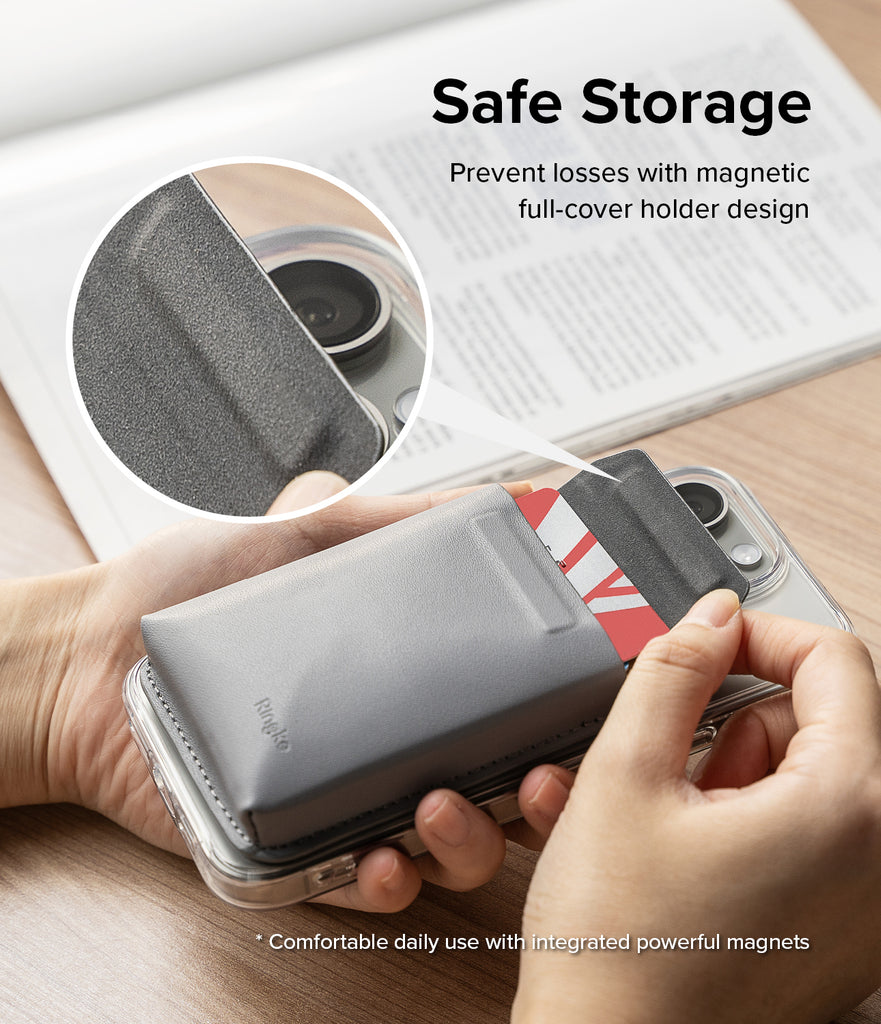 Ringke Stand Pocket Magnetic - Safe Storage. Prevent losses with magnetic full-cover holder design. Comfortable daily use with integrated powerful magnets.