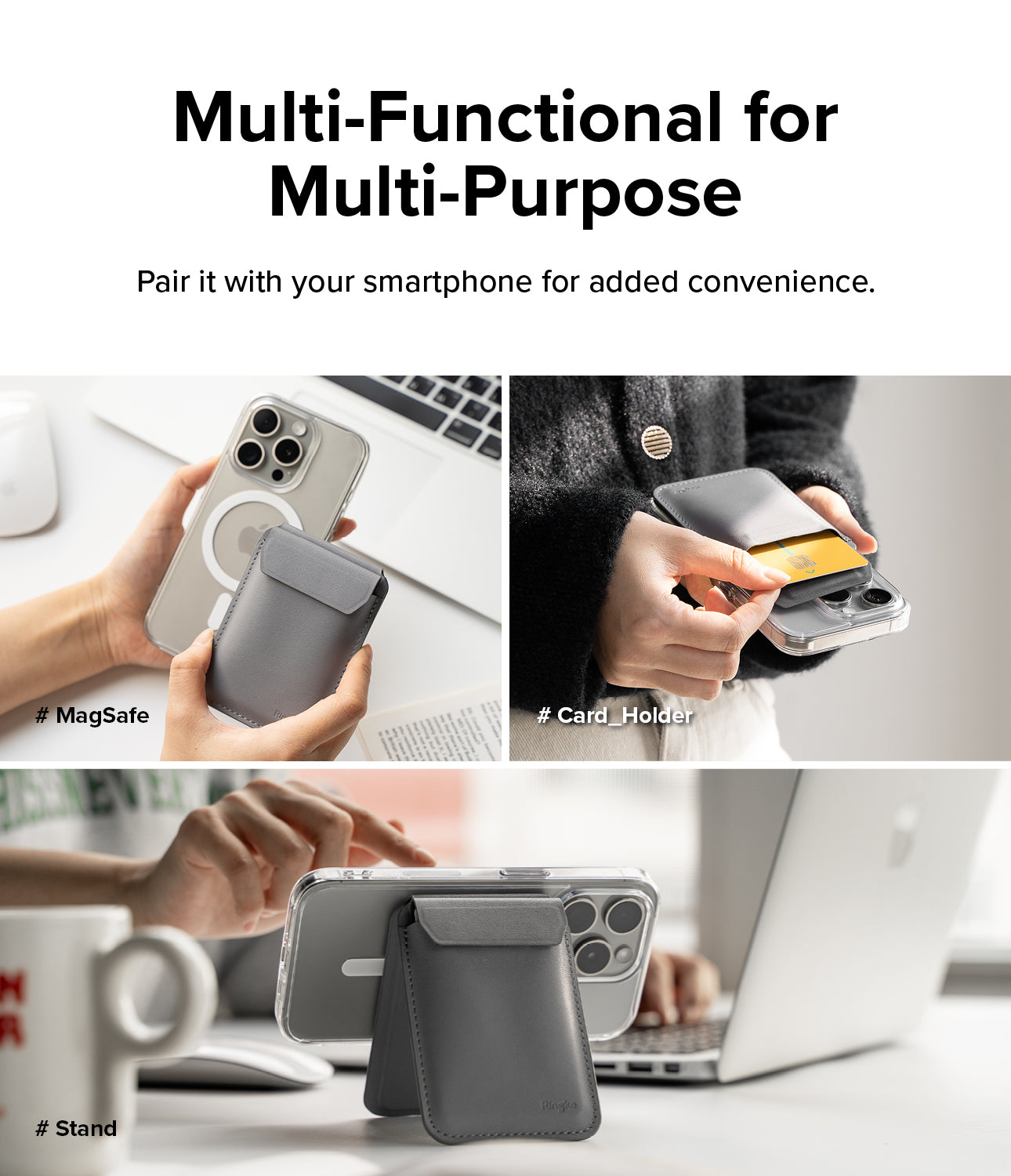 Ringke Stand Wallet Magnetic - Multi-Functional for Multi-Purpose. Pair it with your smartphone for added convenience.