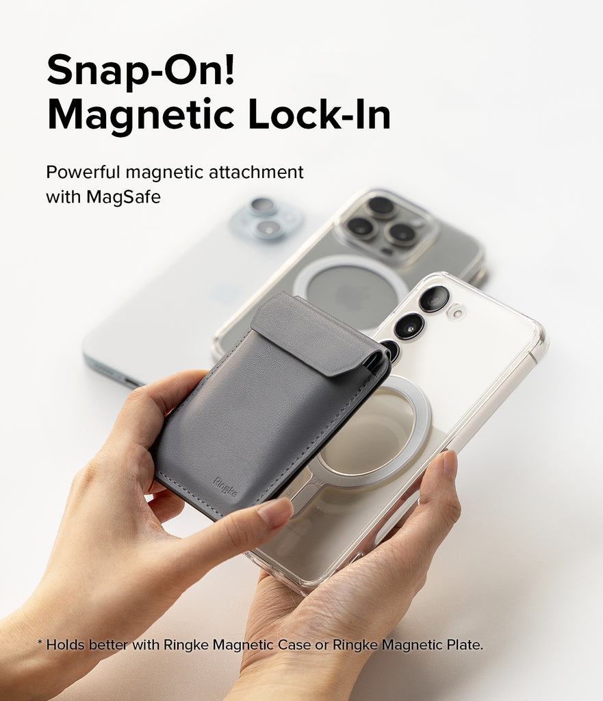 Ringke Stand Wallet Magnetic - Snap-On! Magnetic Lock-In. Powerful magnetic attachment with MagSafe