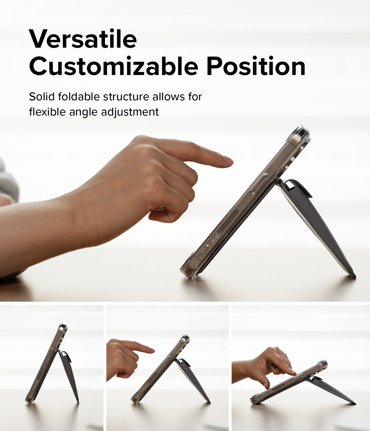 Ringke Stand Wallet Magnetic - Versatile Customizable Position. Solid foldable structure allows for flexible angle adjustment.