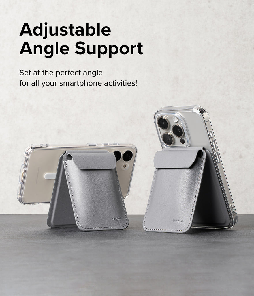 Ringke Stand Wallet Magnetic - Adjustable Angle Support. Set at the perfect angle for all your smartphone activities.