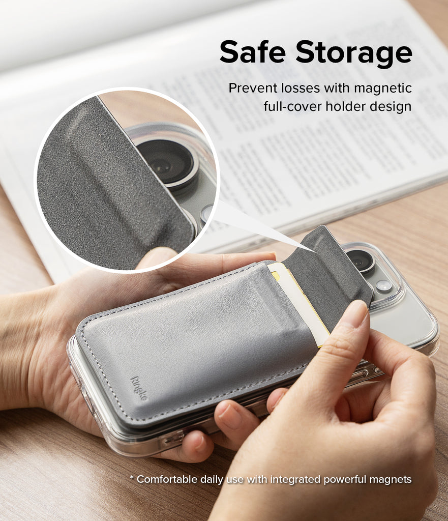 Ringke Stand Wallet Magnetic - Safe Storage. Prevent losses with magnetic full-cover holder design