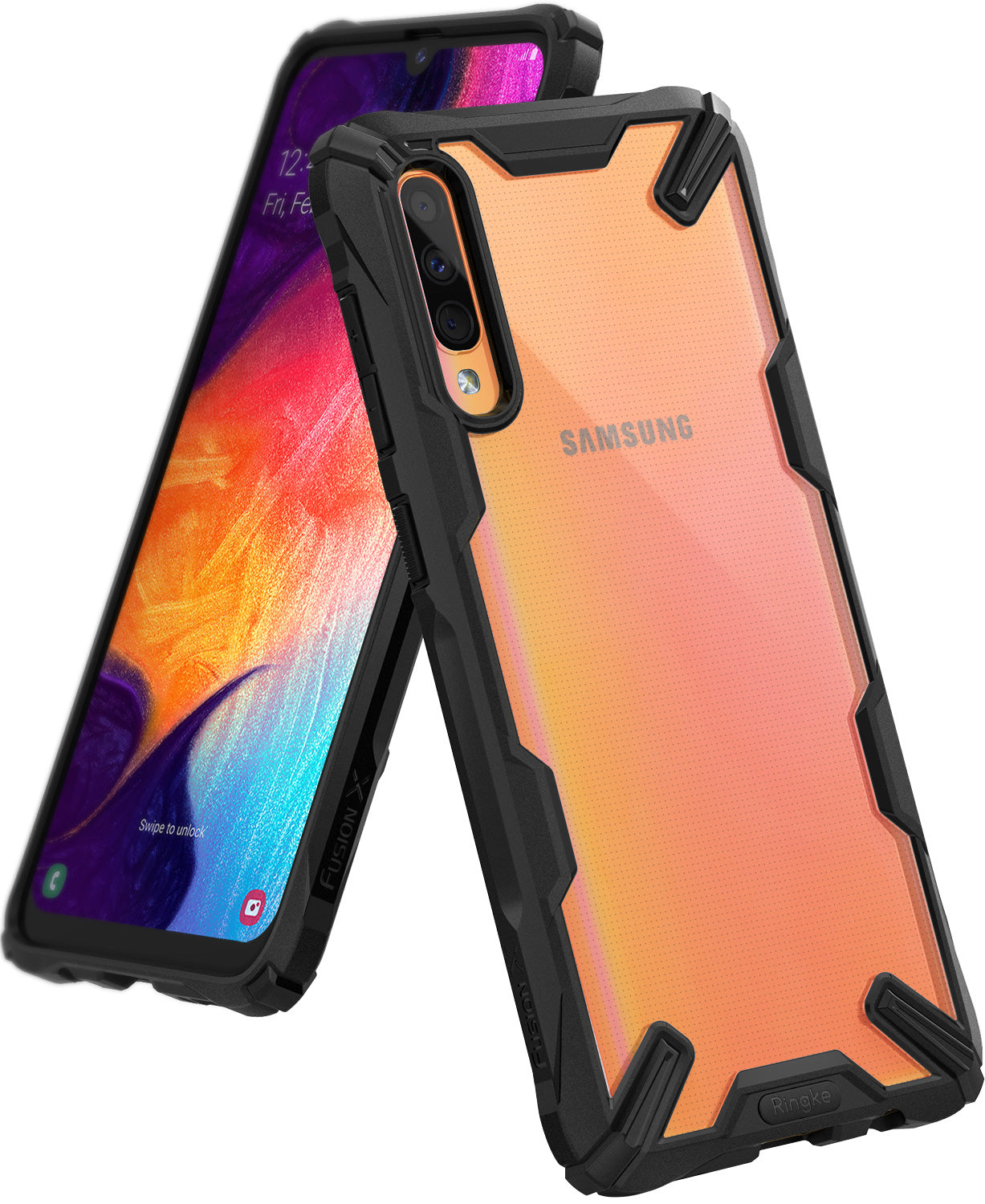 galaxy a50, ringke fusion-x case, black