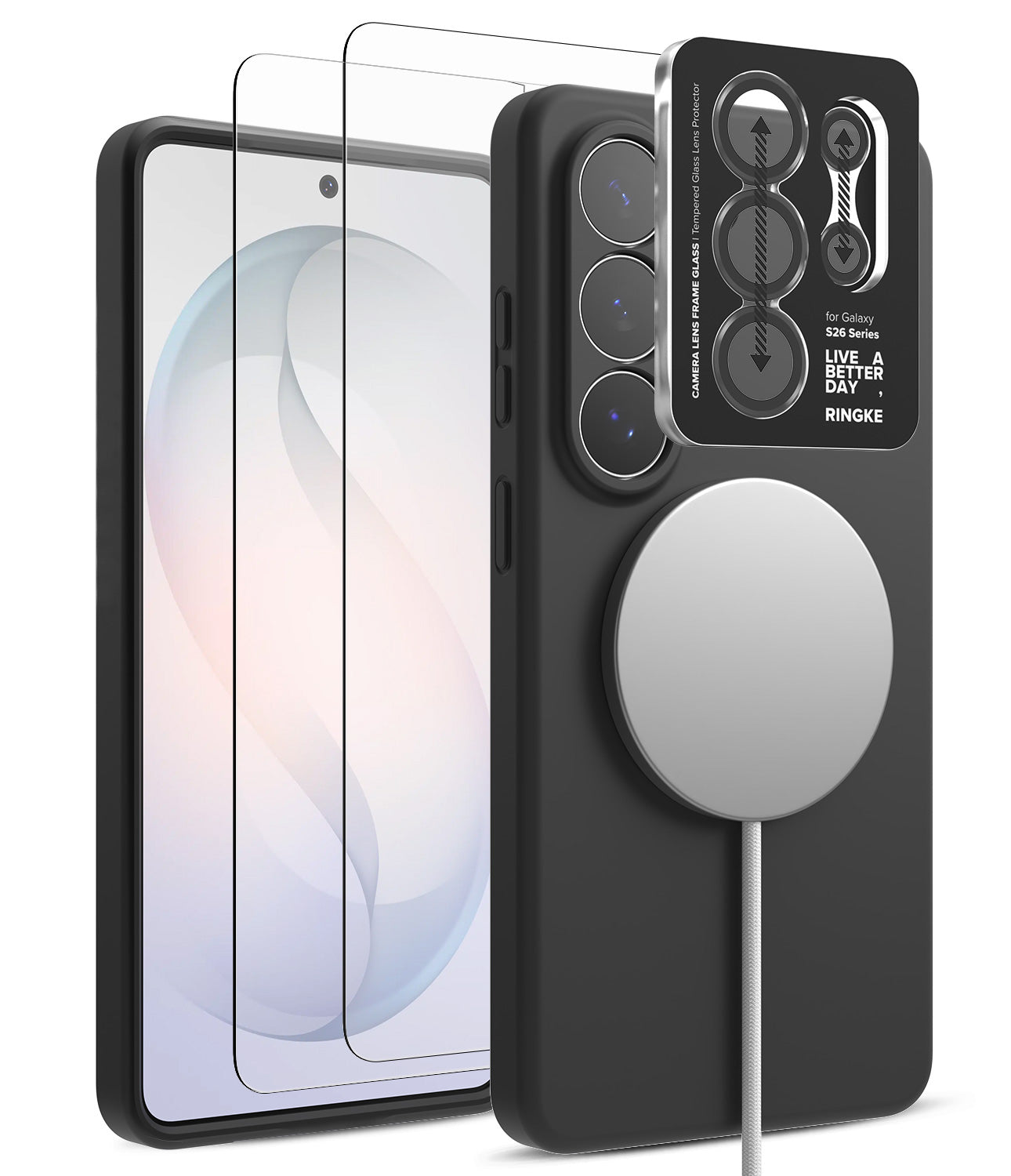 group-Black / + Screen Protector & Camera Lens Frame Glass (2P)