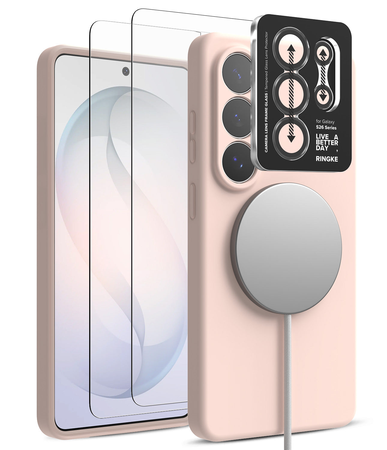 group-Pink Sand / + Screen Protector & Camera Lens Frame Glass (2P)