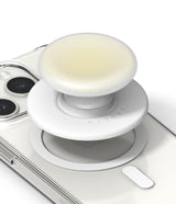 Ringke Tok Magnetic - A white magnetic phone grip hovering above a clear phone case with a circular magnetic ring.