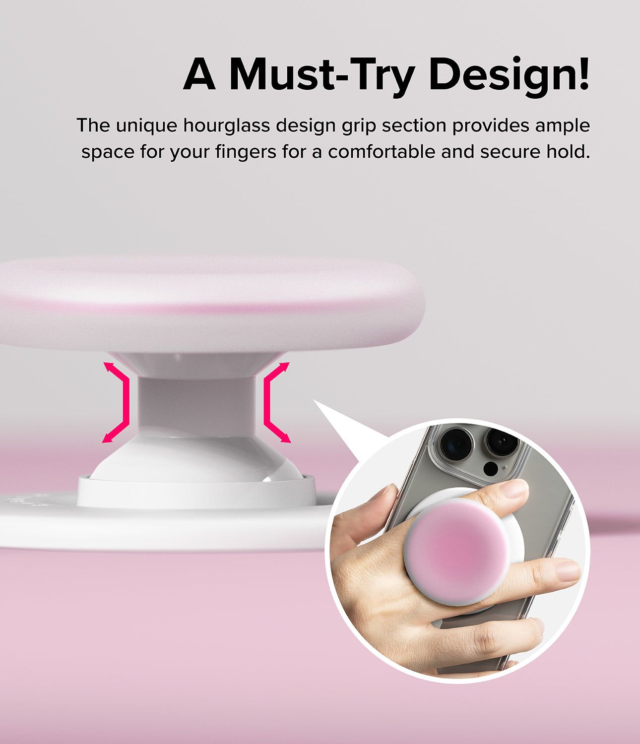 Ringke Tok Magnetic - A Must-Try Design. The unique hourglass design grip section provides ample space for your fingers for a comfortable and secure hold.
