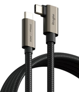 Ringke 90 Degree Cable USB 3.2 Gen 2x2 USB-C - Braided black USB-C cable with one straight and one 90-degree connector.