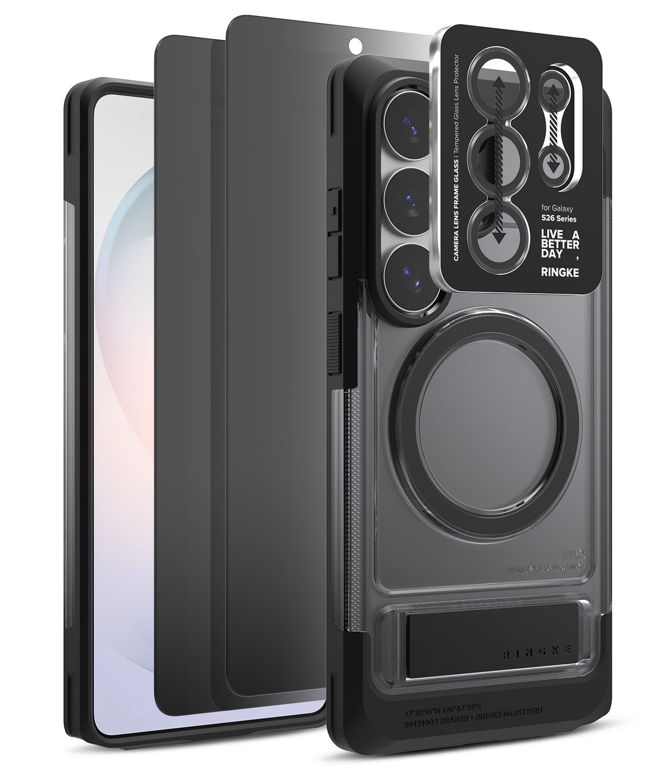 group-Smoke Black / + Privacy Screen Protector & Camera Lens Frame Glass (2P)