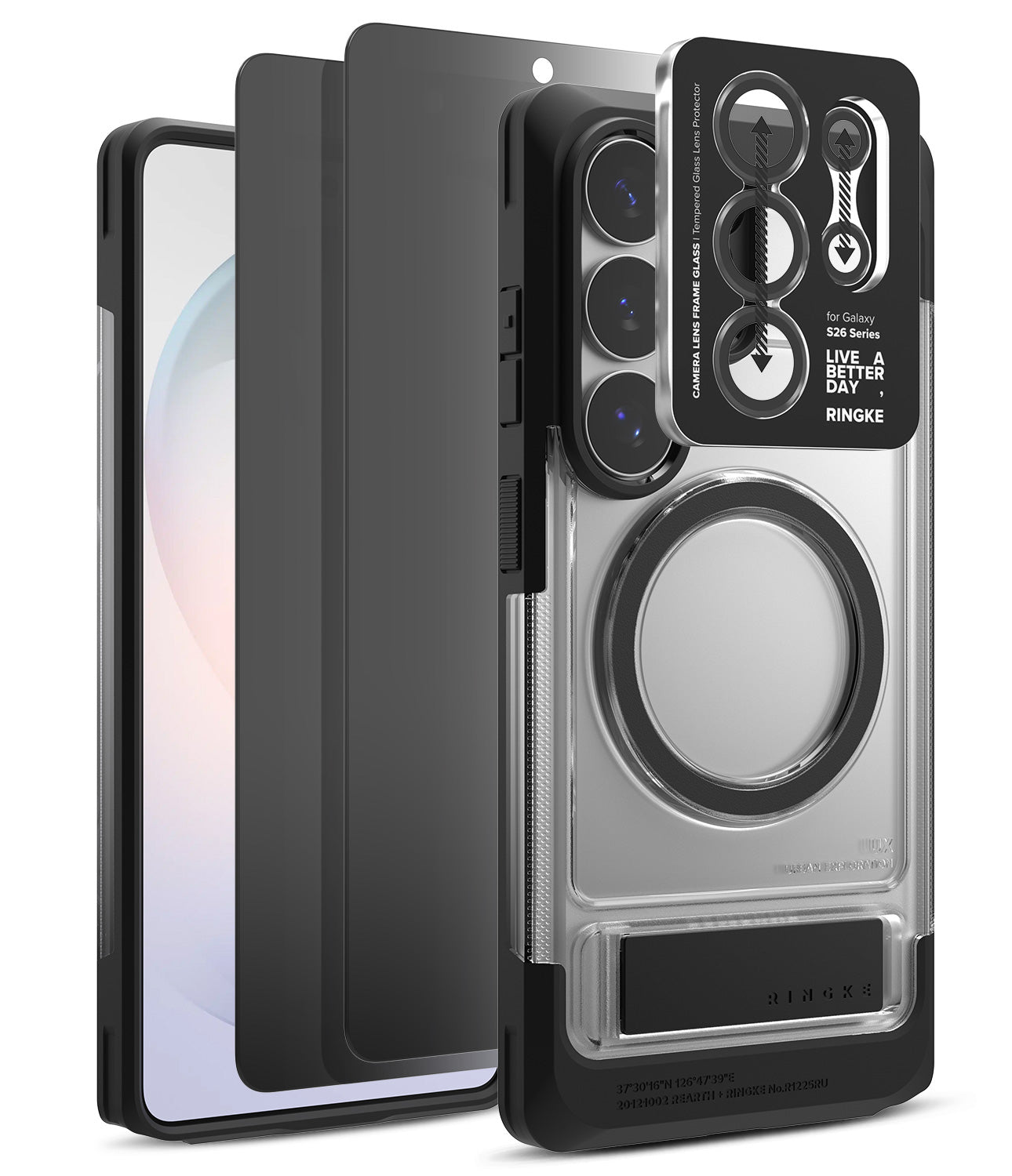 group-Clear / + Privacy Screen Protector & Camera Lens Frame Glass (2P)