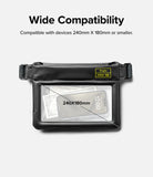 Banana / Black Floating Strap & Waterproof Sling Bag | Black waterproof bag with a clear front window displaying a device, on a white background.