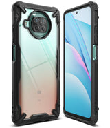 Mi 10T Lite 5G / 10i 5G Case | Fusion-X - Rugged black protective case on a Mi 10T Lite phone showing back and front.